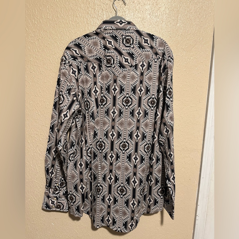 Rock & Roll Denim Southwestern Long Sleeve Pearl Snap Stretch Western Shirt XL - Picture 4 of 8